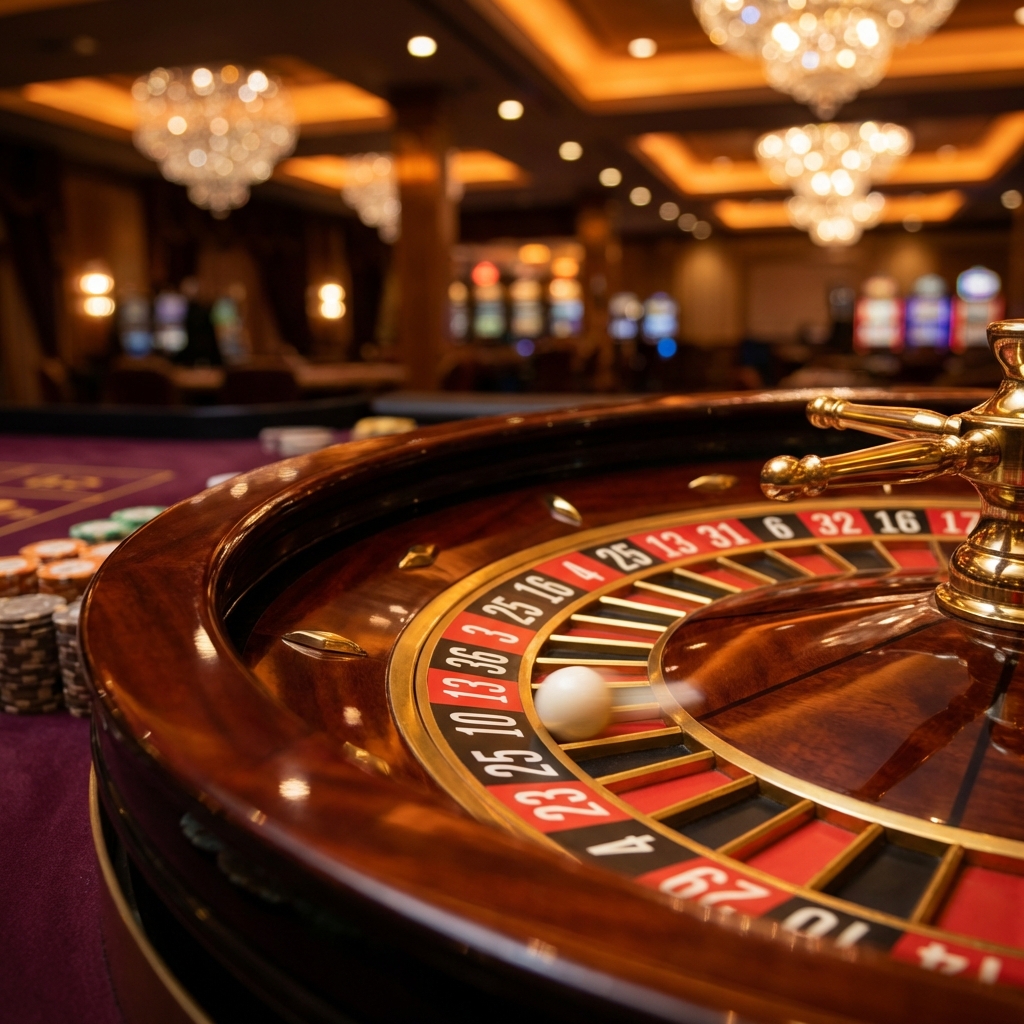 Elegant Roulette Wheel Spinning in Luxury Casino Setting